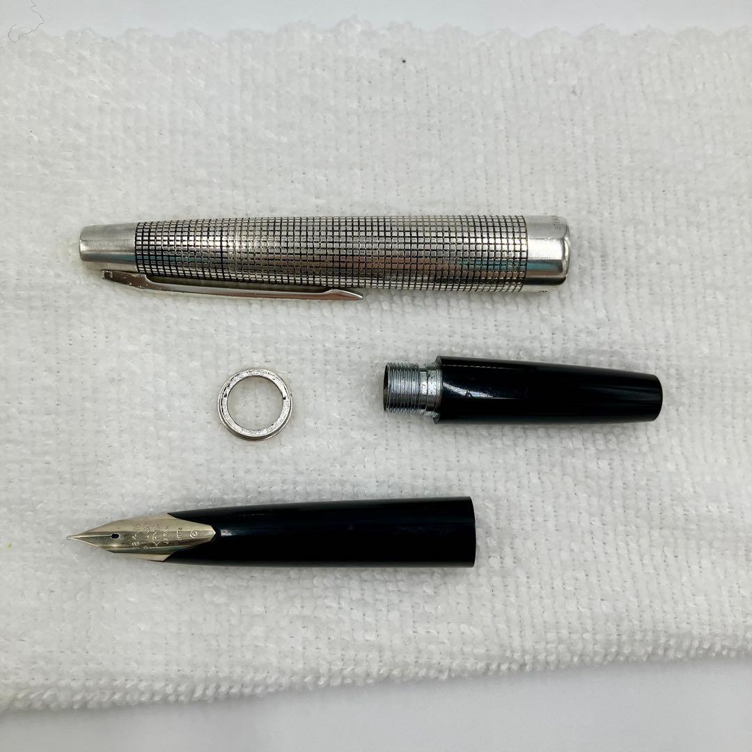 パイロット 万年筆 エリート 18KWG シルバー 格子 チェック