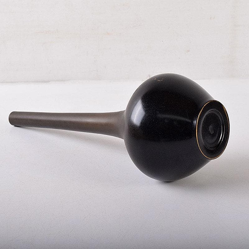 茶道具　金工師　一ノ瀬宗辰造　唐銅　下蕪花入　共箱　C　8178