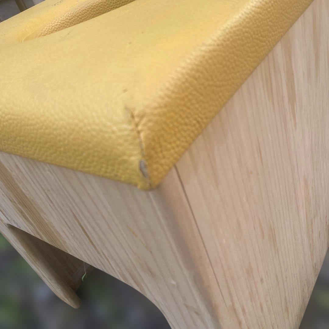 イエロー 合成皮革 スツール 木製 よもぎ蒸し 椅子