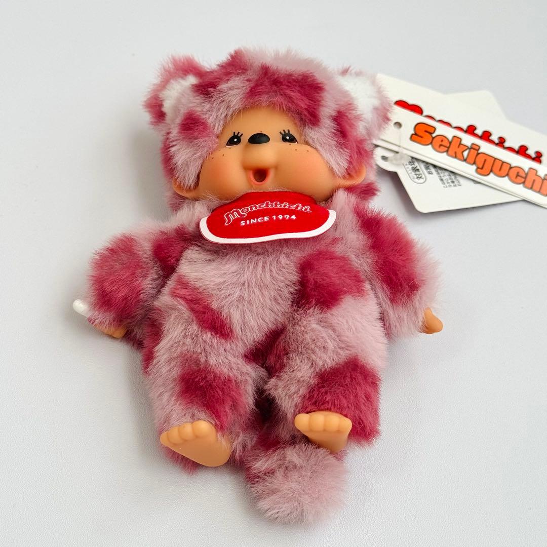 カスタム モンチッチSSキーチェーン ヒョウ柄（ピンク)