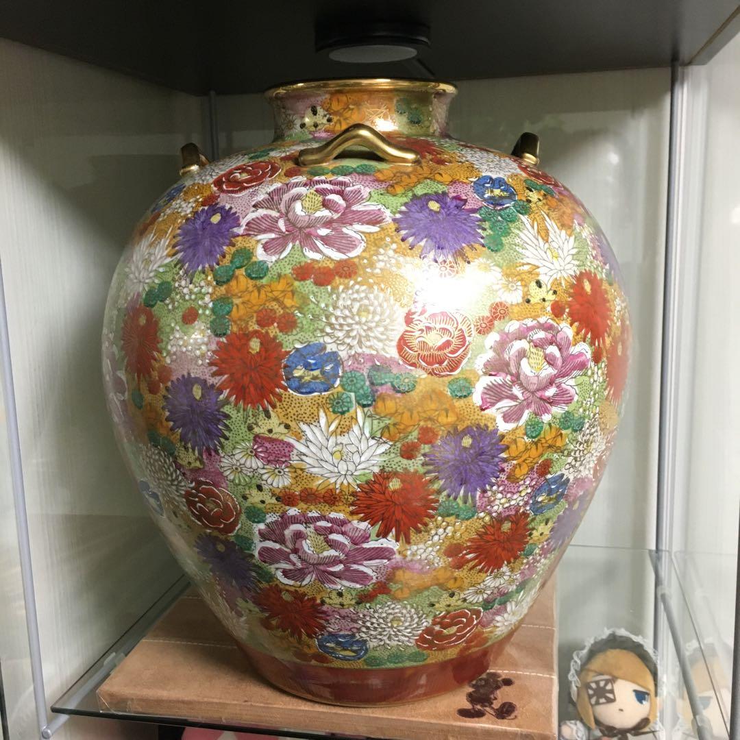 薩摩焼 丸十 花尽文 花瓶 壺 金襴手 島津家 古美術 - メルカリ