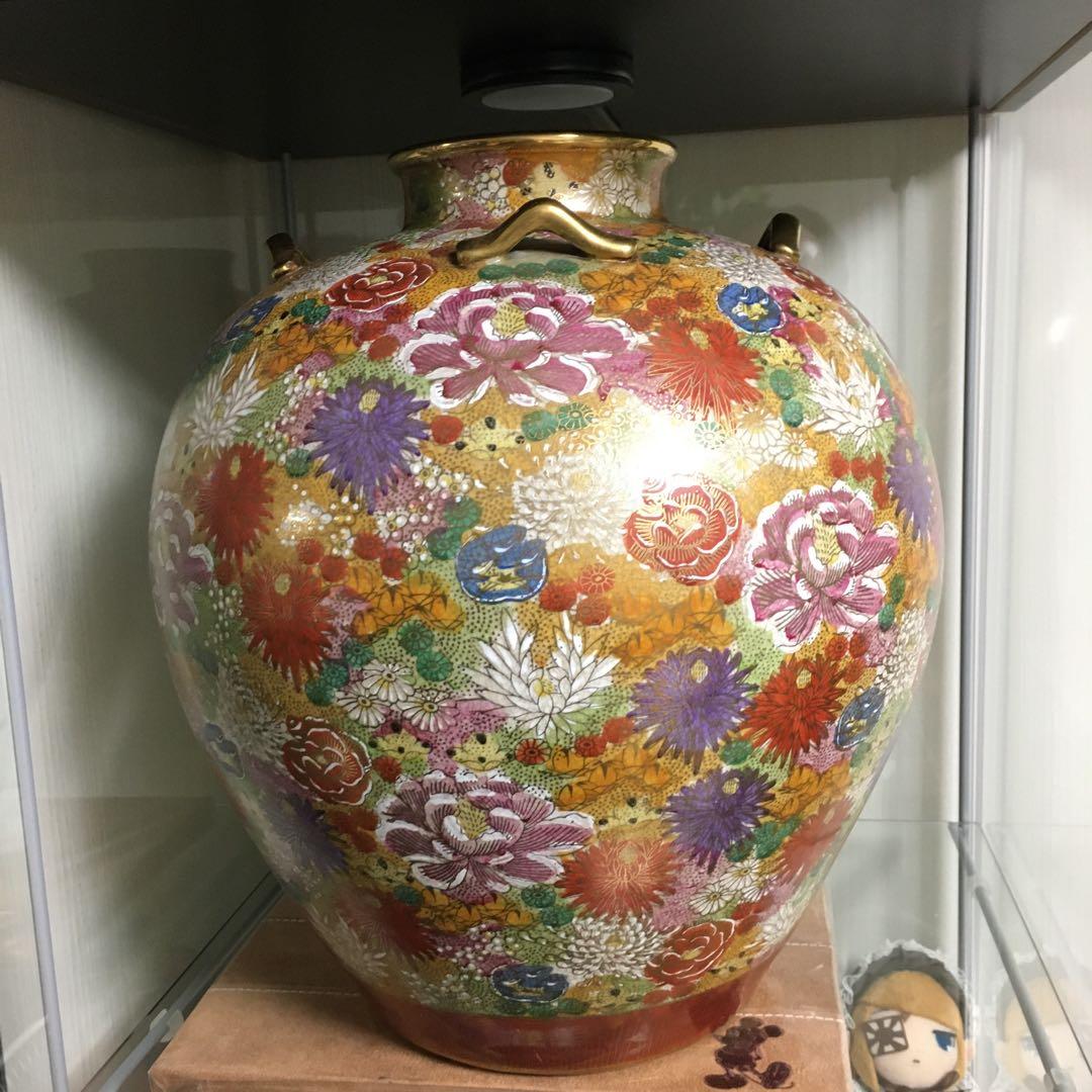 薩摩焼 丸十 花尽文 花瓶 壺 金襴手 島津家 古美術 - メルカリ