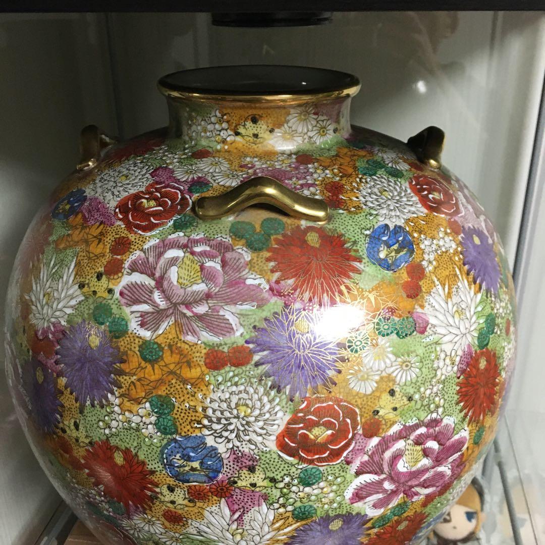 薩摩焼 丸十 花尽文 花瓶 壺 金襴手 島津家 古美術 - メルカリ