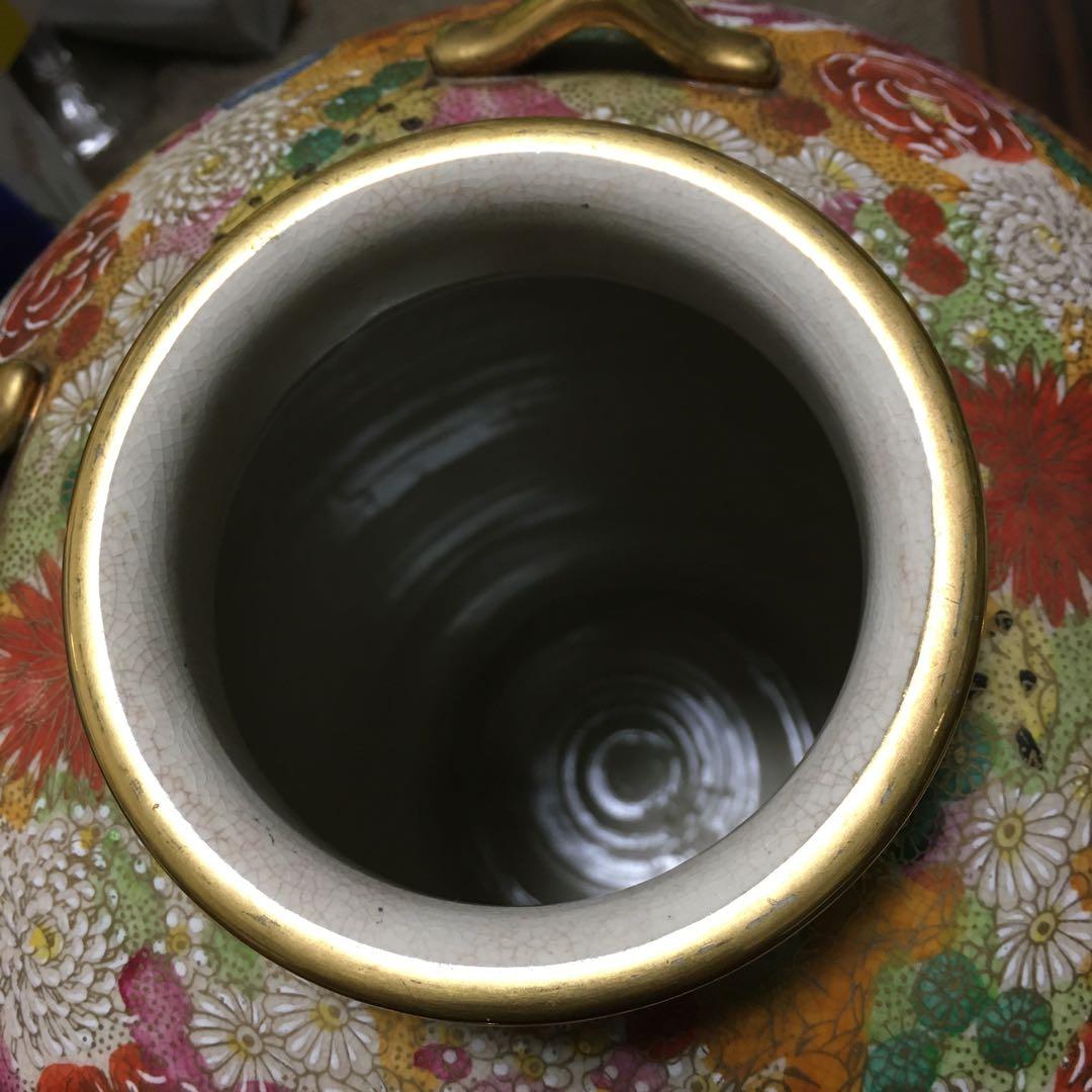 薩摩焼 丸十 花尽文 花瓶 壺 金襴手 島津家 古美術 - メルカリ