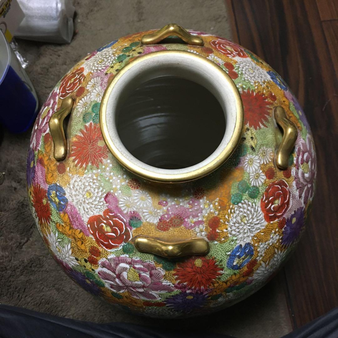 薩摩焼 丸十 花尽文 花瓶 壺 金襴手 島津家 古美術 - メルカリ