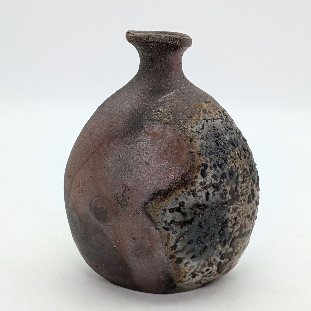 岡山県重要無形文化財 金重晃介 備前焼 扁壺徳利 四方桟共箱