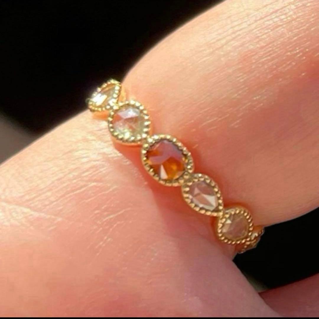 1点もの　k18 ローズカットダイヤモンド　フルエタニティリング　１３号