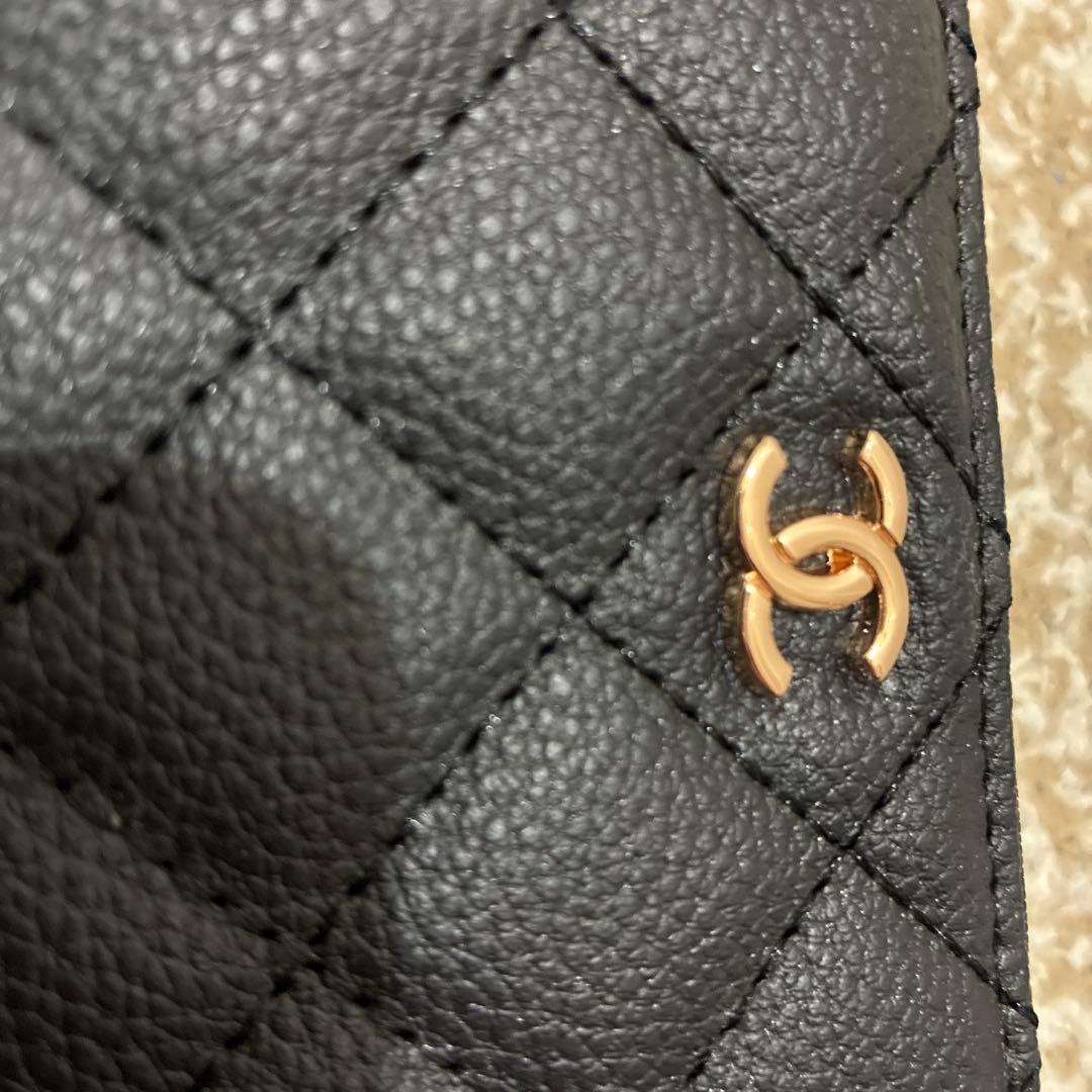 CHANEL ブラック ゴールド　レザー ケース、カードケース　ノベルティ
