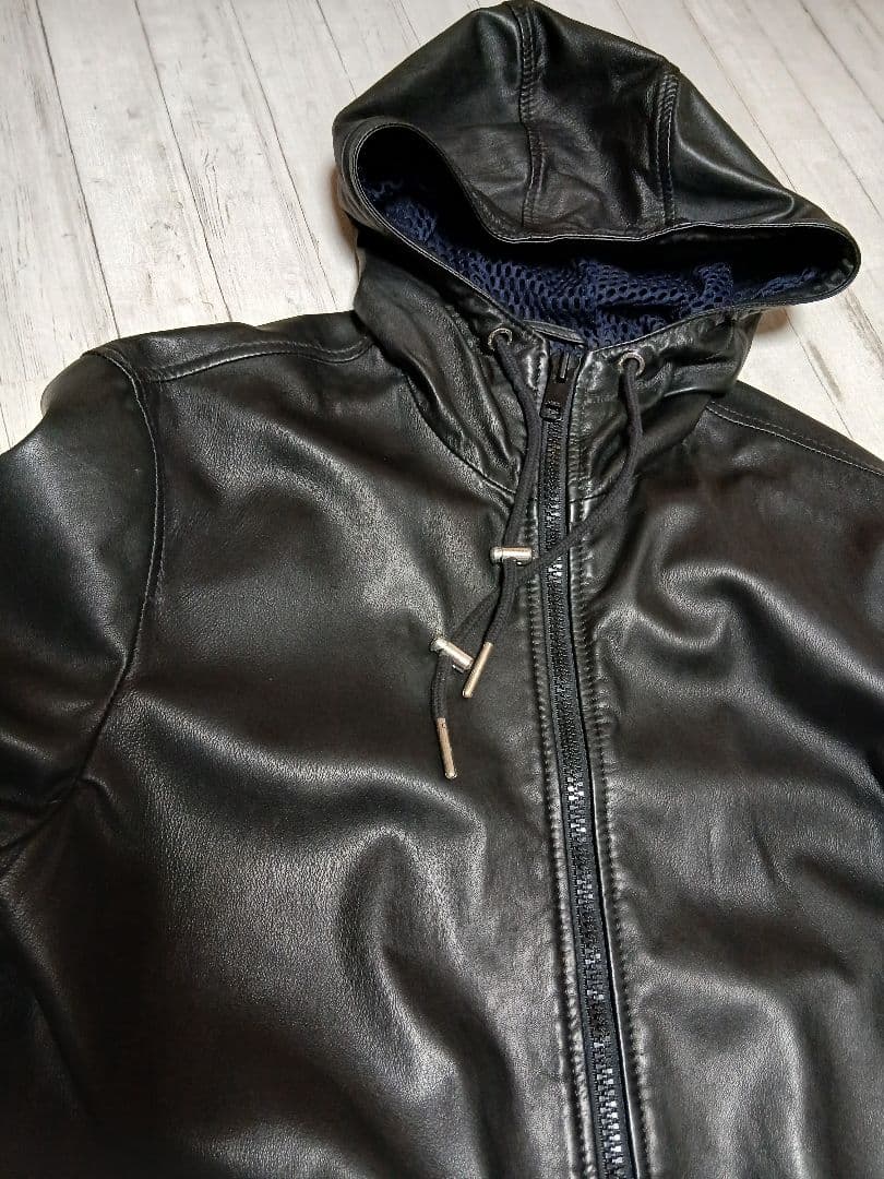 DIESEL レザーフーディー XXL