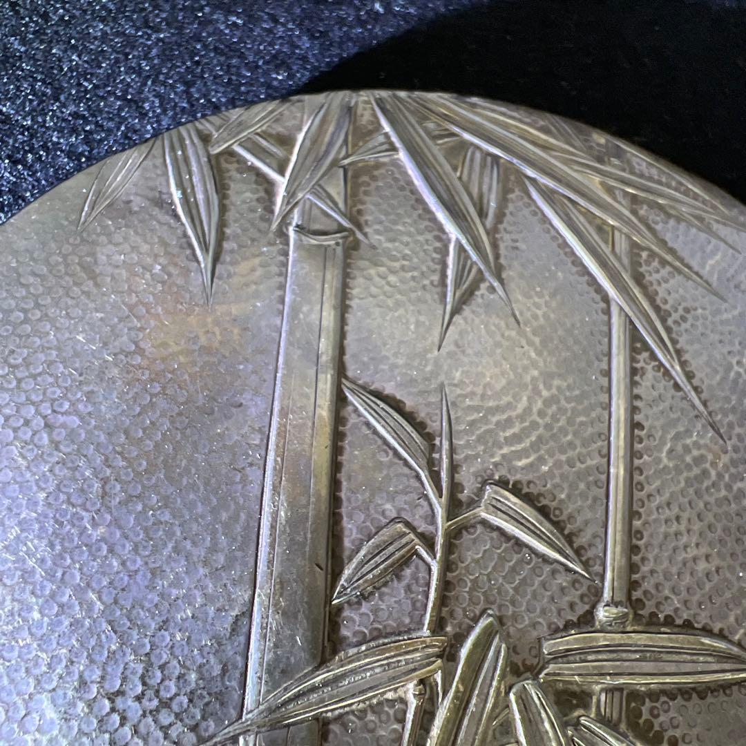 専用　sterling刻印　竹図手鏡　440g 東Y7-1223☆2Fトコチサ