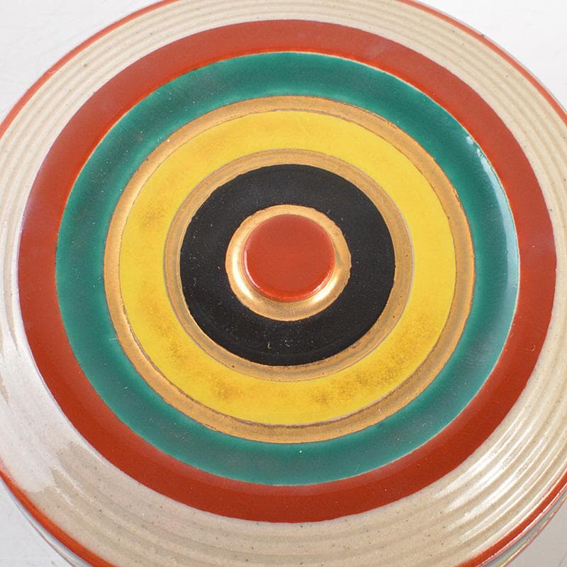 すみかすみれ様専用 萬古焼 佐久間芳山造 色絵コマ 香合 共箱 V