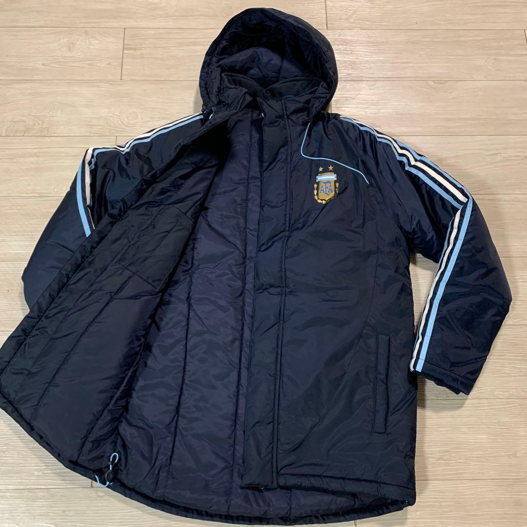 【アディダス】極美品✨アルゼンチン代表ベンチコート　L ネイビー　2000年代