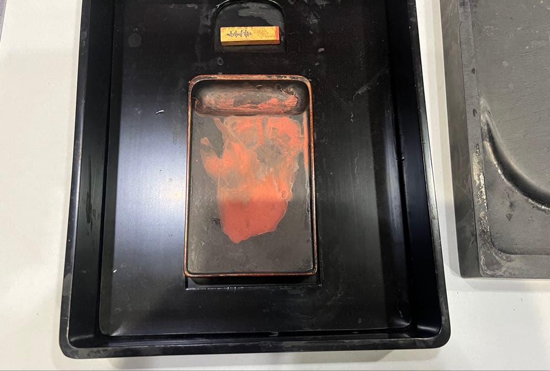 硯箱　青貝　中身あり