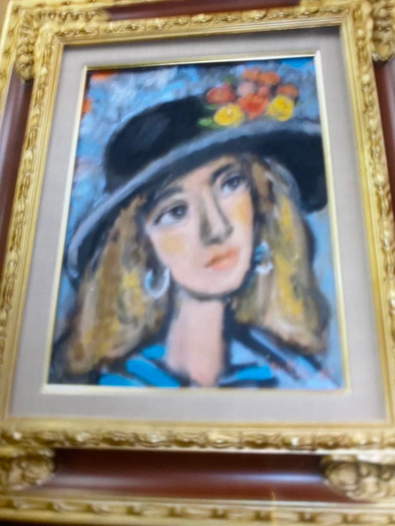 パリの芸人」菊地正則油彩画絵画油絵 F4 キャンバス額付き匿名配送