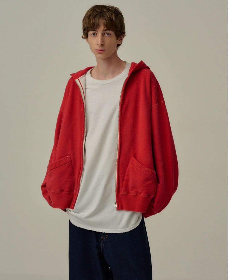トップス ANCELLM ZIP UP HOODIE(RED)