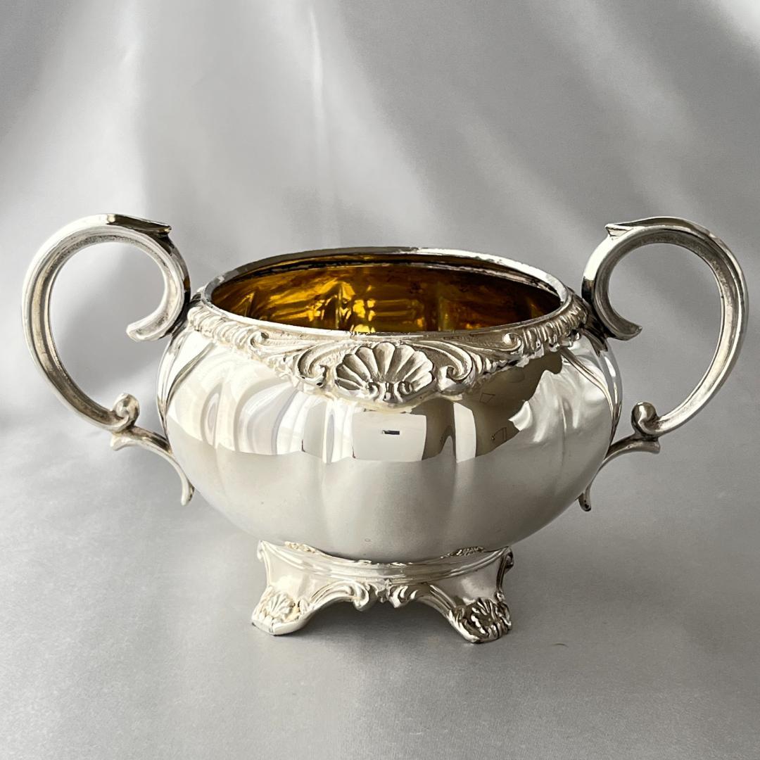 【Haddon】メロンフォルムのティーサービス 4点【シルバープレート】