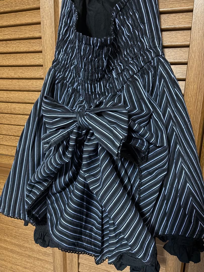 PUTUMAYO プトマヨ フレアスカート 黒と白のストライプ