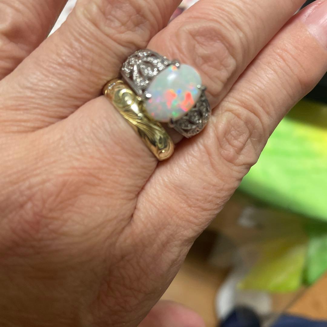 オパールプラチナ900 ダイヤモンド0.17 オパール2.20 8g