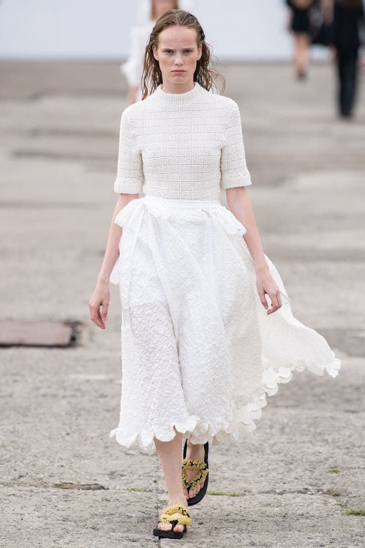 CECILIE BAHNSEN】 フリル スカラップヘム ワイドパンツ