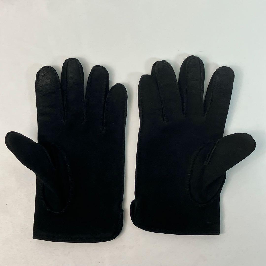 未使用級】HERMES エルメス 最上級カシミア スエード 手袋 Hロゴ 黒