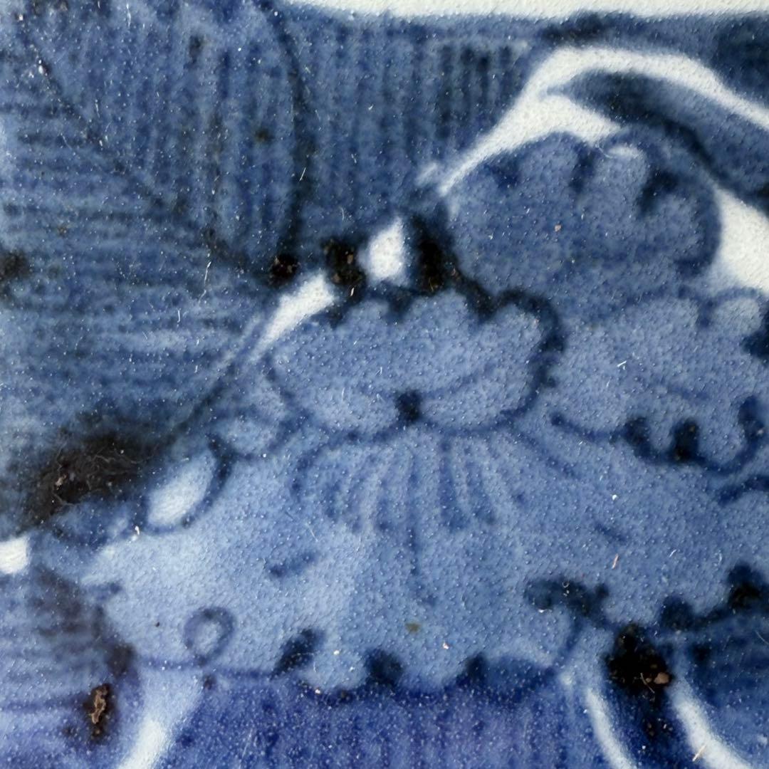 江戸中期 古伊万里 染付蛸唐草長皿 五客 冨貴長春 古器