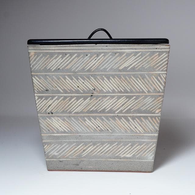 佐久間勝山 三島四方水指 共箱 茶道具 万古焼 松古窯 玄々斎好写