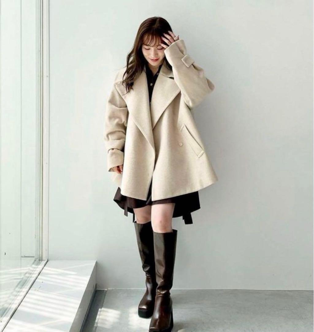 ココディール ショートワイドカラーコート 新品