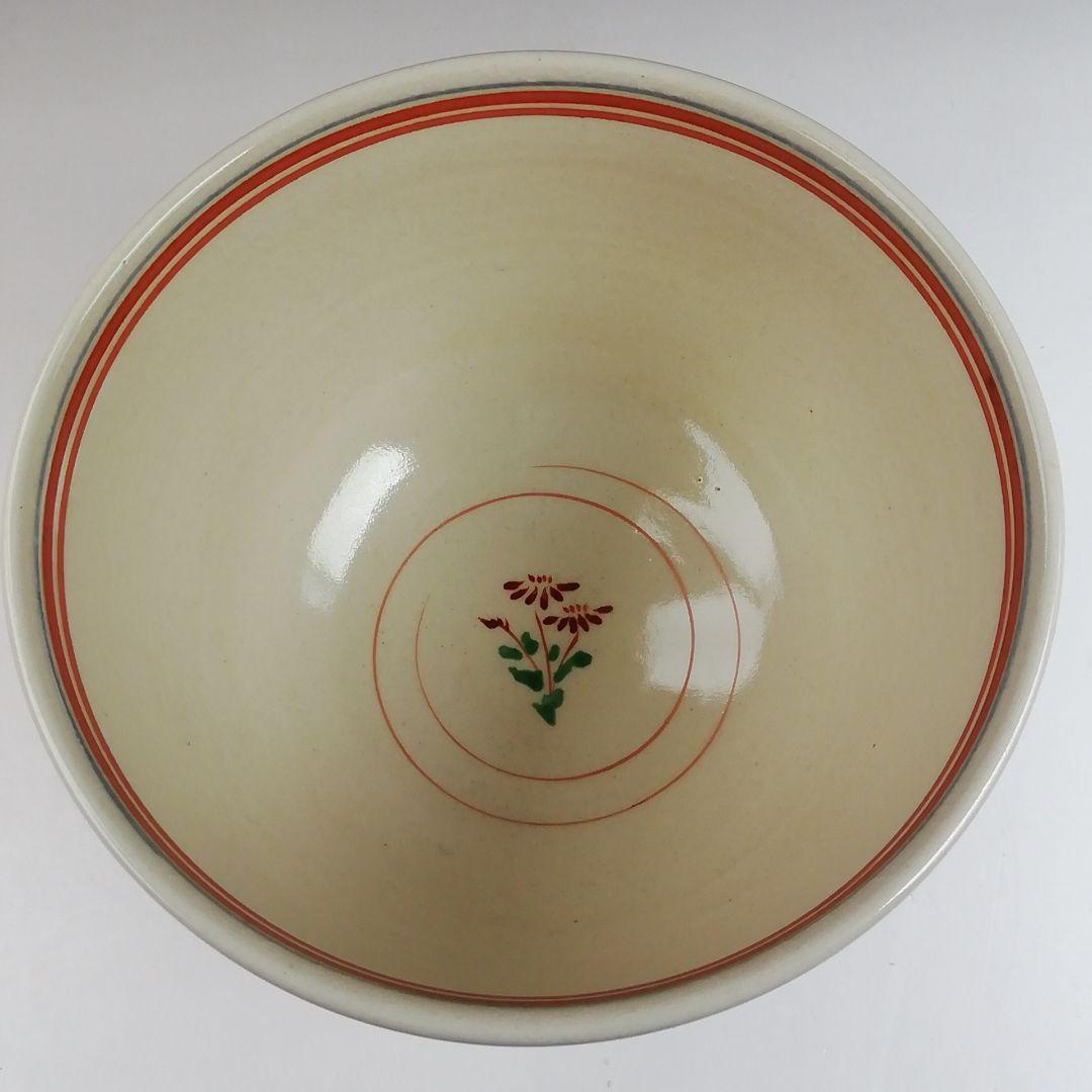 T876 茶碗 『赤絵安南手』『古曽部焼』『寒川義崇 造』 共箱 抹茶