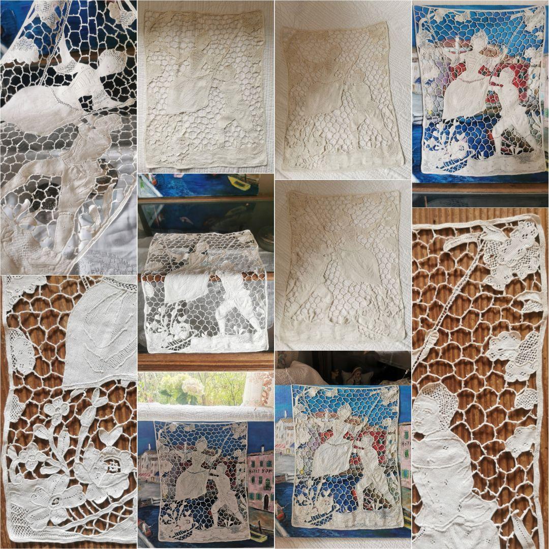 アンティークイタリア ポワンドローズヴェニスレース ブランコを漕ぐ