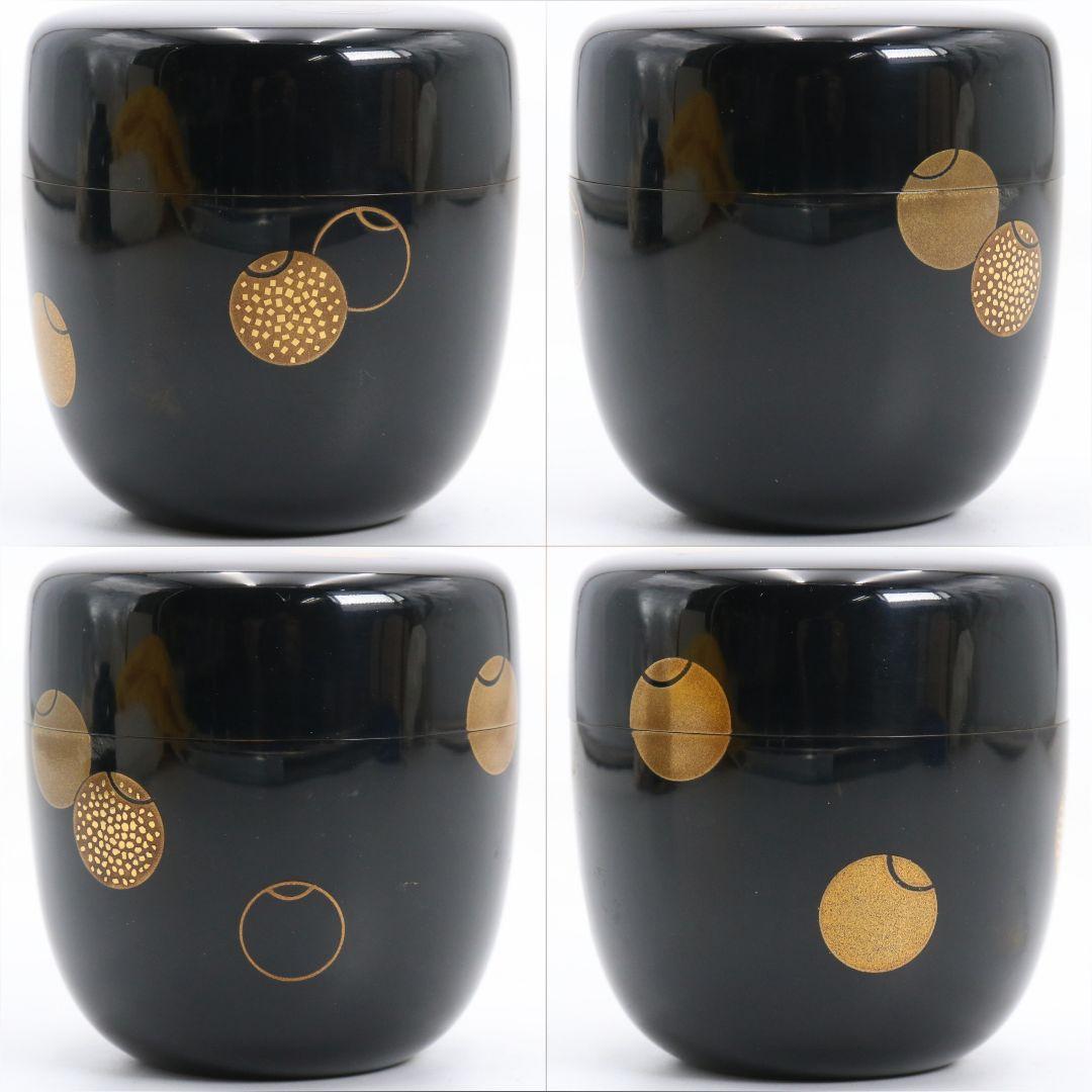 藤野松香作 輪島塗 つぼつぼ蒔絵 中棗 金塗 茶道具 共箱共布 V880 N6