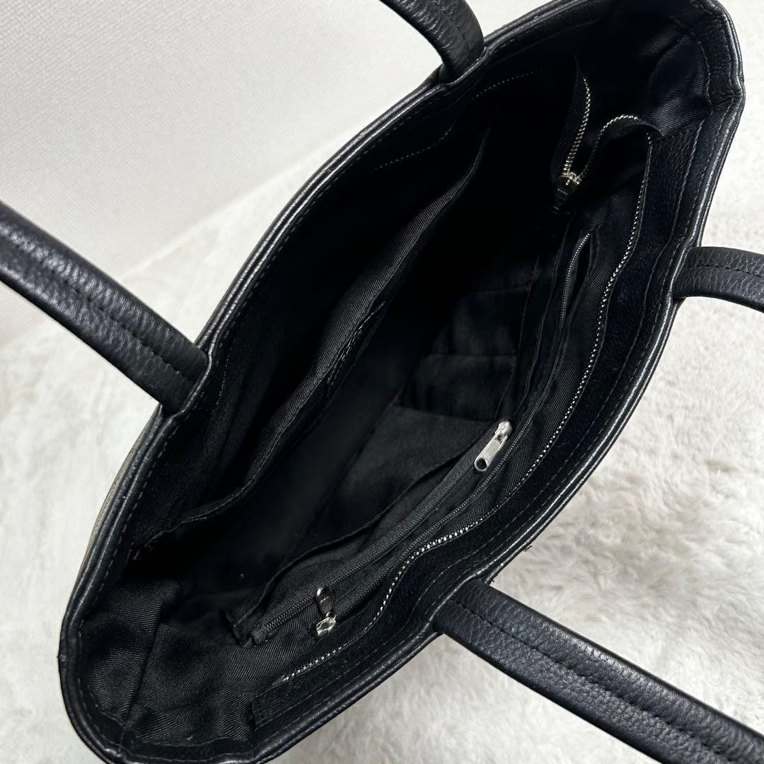 美品✨　SHIPS 牛革　シボ革　トートバッグ A4収納可 黒