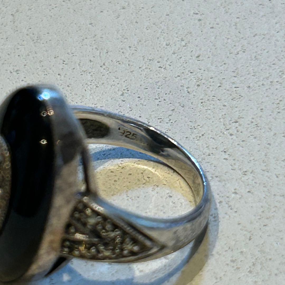 l*n様 11号　ヴィンテージ シルバー925 オニキス　マーカサイト　指輪　リ