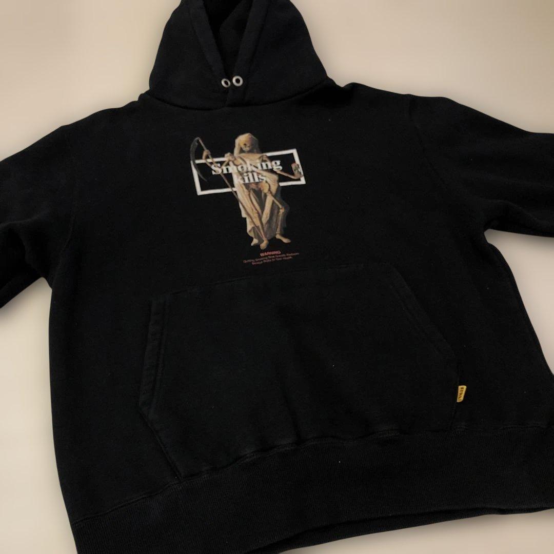 名作 fr2 smoking kills パーカー ブラック 骸骨 スカル 黒