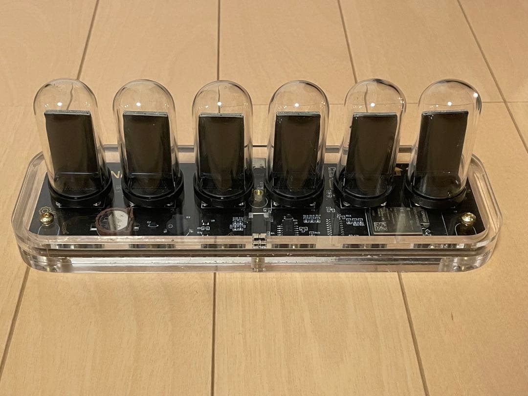 レトロモダンスタイル デジタル置き時計 ニキシー管風 ニキシー菅時計