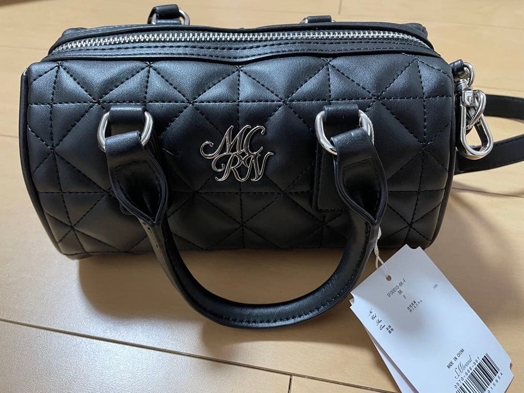 ミシェルマカロン キルティングミニボストン バッグ ブラック