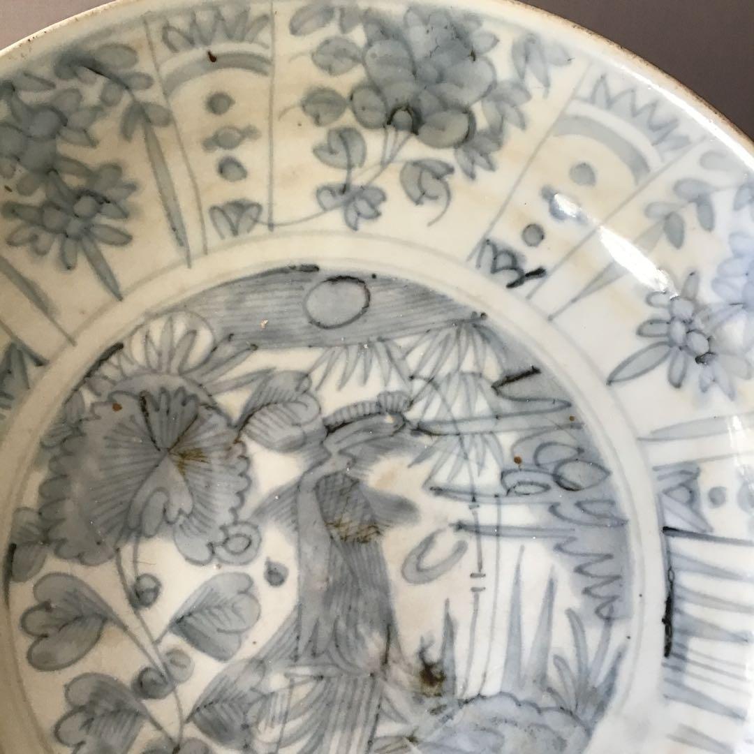 呉須染付芙蓉手鳳凰図大鉢 明時代