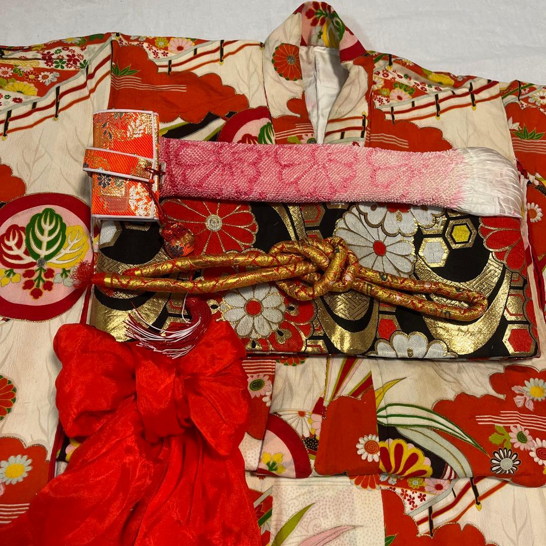 七五三　7歳　女の子　着物　アンティーク　正絹　着物セット