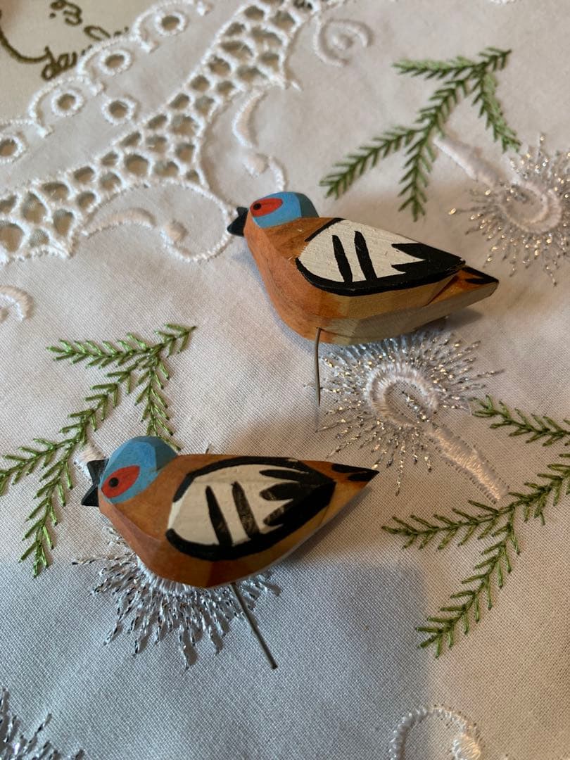 ドイツ製 木製人形 レアなエルツのビンテージの沢山の小鳥の止まり木！