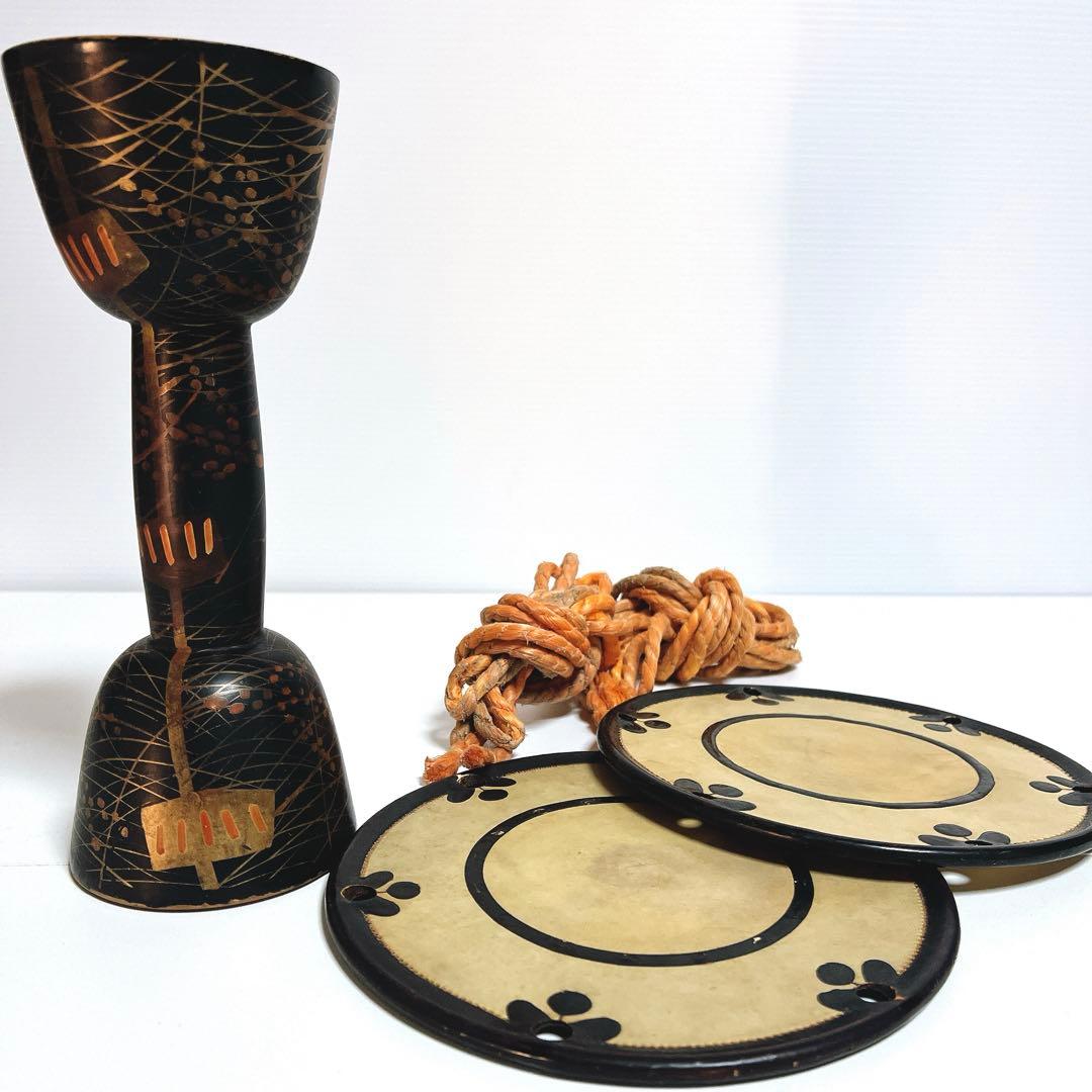 鼓 蒔絵 小鼓 胴 和楽器 漆塗り 伝統芸能 能 歌舞伎 金彩