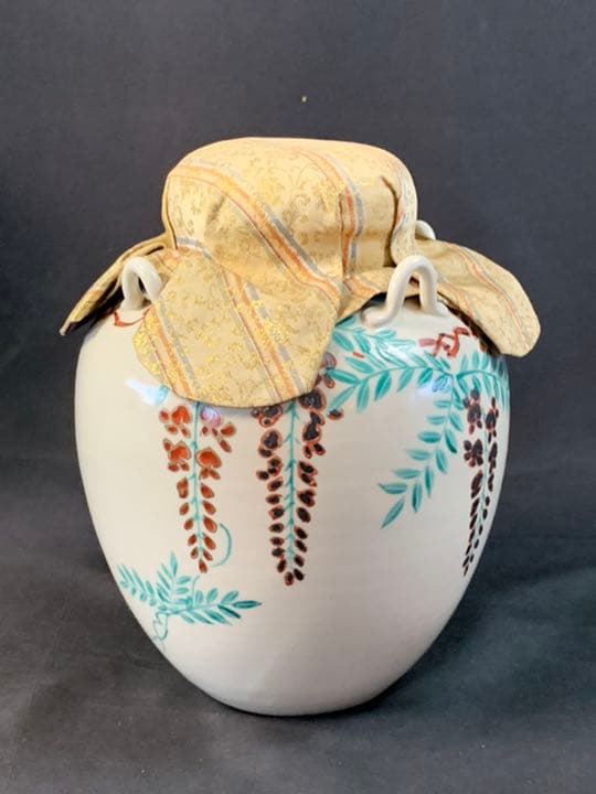 D540 送料無料 飾り壺 茶壷 平安 藤 在銘 共箱 茶道具 茶室 和