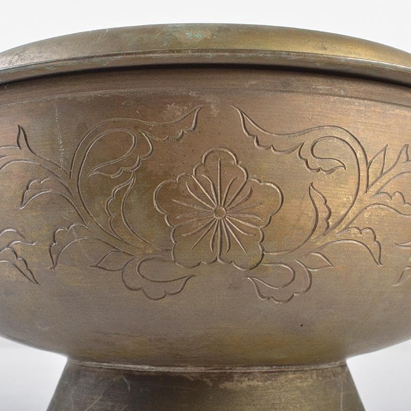 朝鮮 李王家美術工場造 蝙蝠手花彫金 神仙炉 宮廷料理器 V R5542