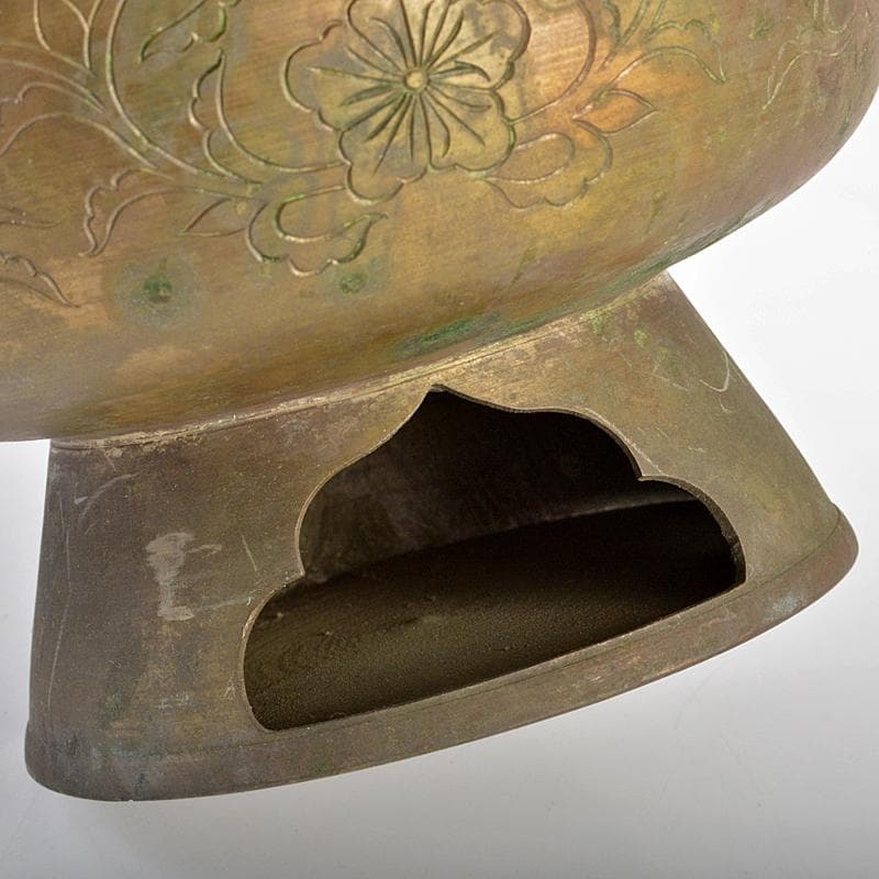 朝鮮 李王家美術工場造 蝙蝠手花彫金 神仙炉 宮廷料理器 V R5542