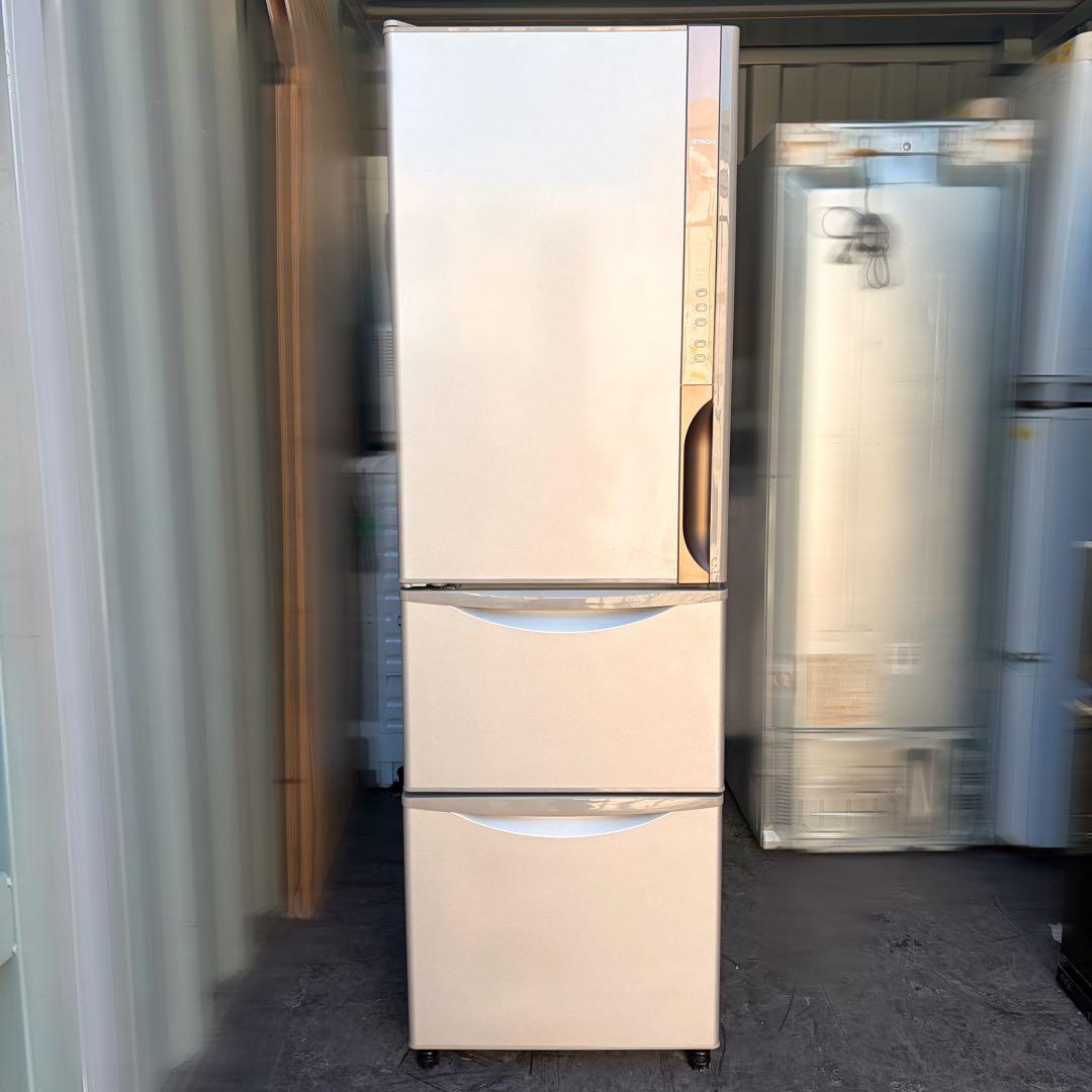 運搬取付無料！ライトブラウン純正HITACHI3ドアスリム冷蔵庫！完動品超美品！
