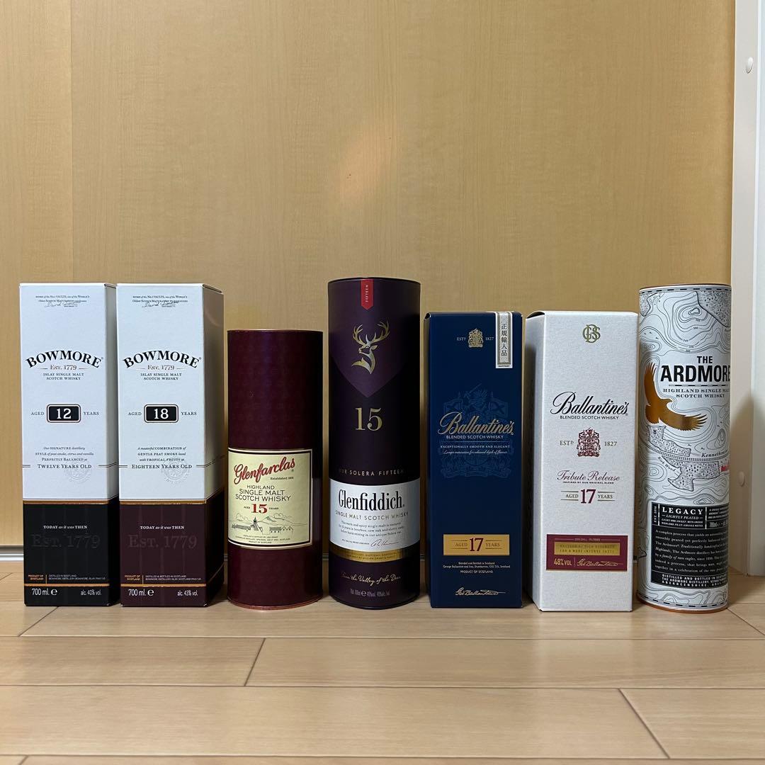 ウイスキー 7本セット ボウモア18年 グレンフィディック15年など