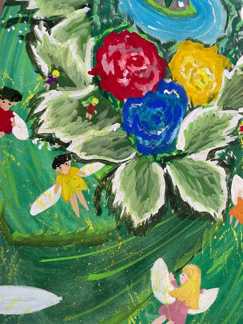 自作絵画 妖精 薔薇