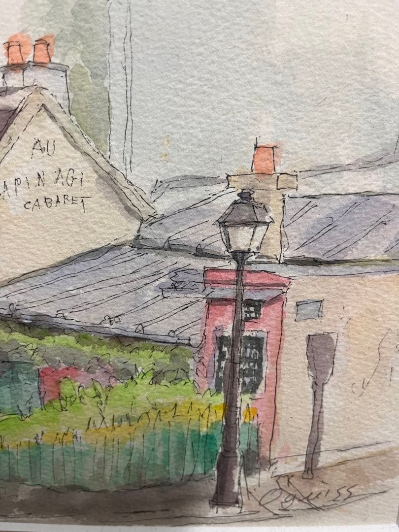 荻須高徳 手描き 水彩画 作者サイン 貴重