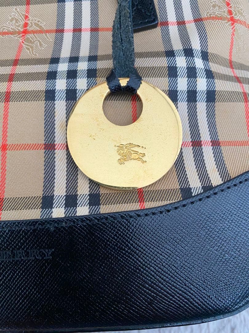 BURBERRY ハンドバッグ キャンバス レザー トートバッグ