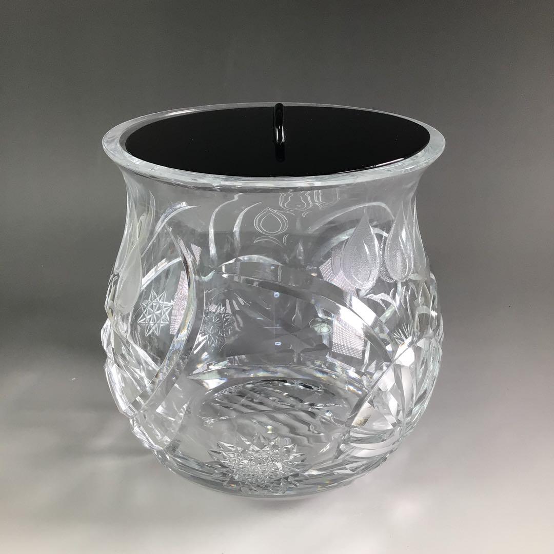 R8 水指 『山本曠作』『クリスタル硝子』『切子水指』 共箱 茶道具