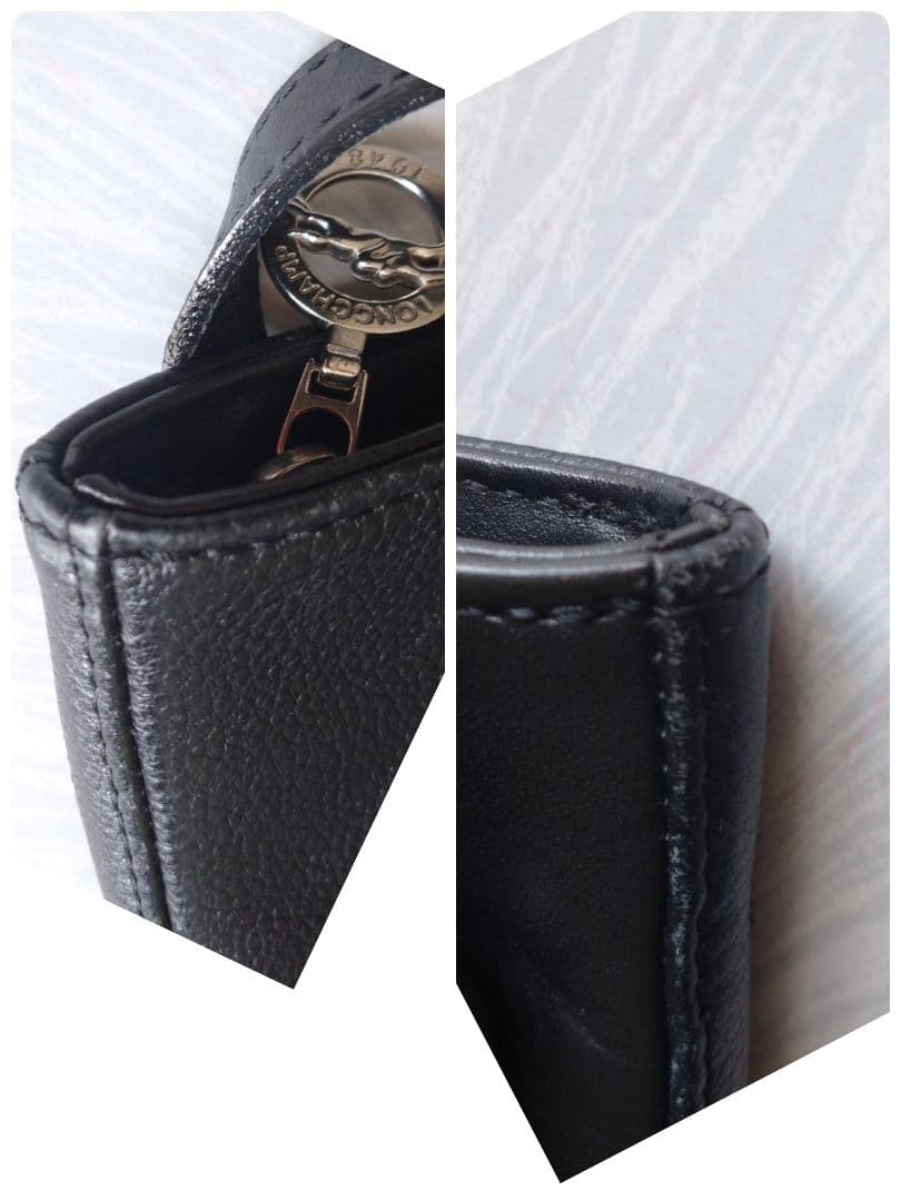 ロンシャン 本革 ショルダーバッグ ブラック