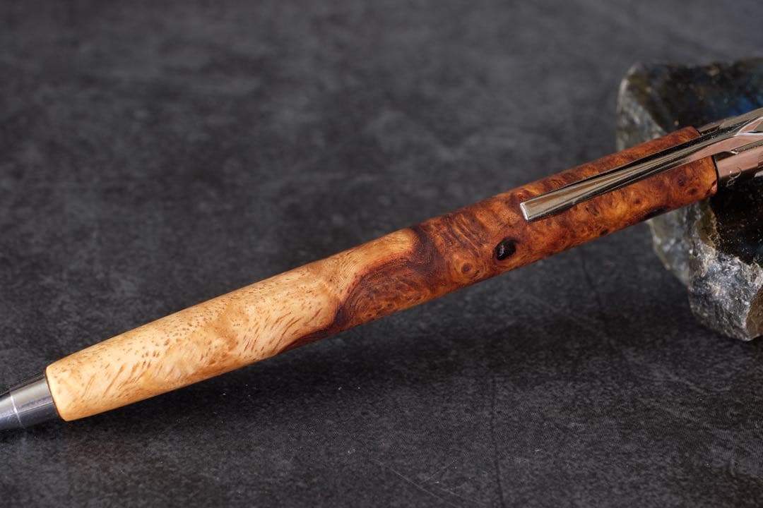 PG5木軸カスタム0225 高村杢工房 製図用シャープペンシル 花梨瘤紅白